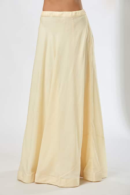 Shop_Aksh_Yellow Cotton, Organza Embroidery Split V-neck Hand Anarkali Set _Online_at_Aza_Fashions