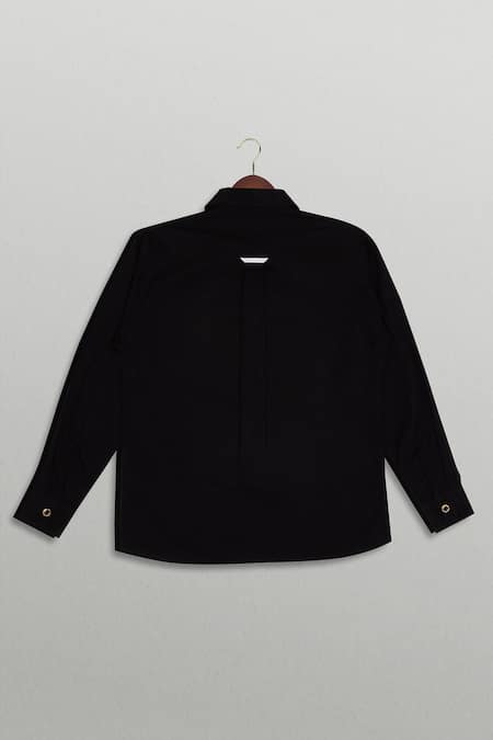 The Blue Morphology Black Shirt With White Patch & Rabbit Motif 