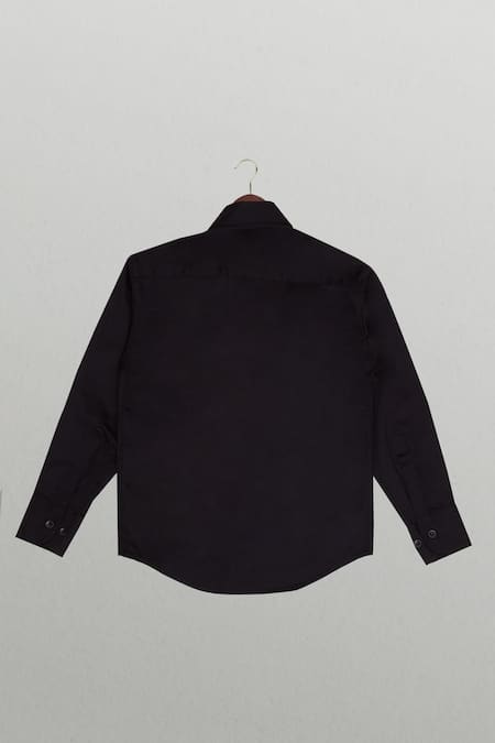 The Blue Morphology Classic Black Shirt With Metallic Motif 