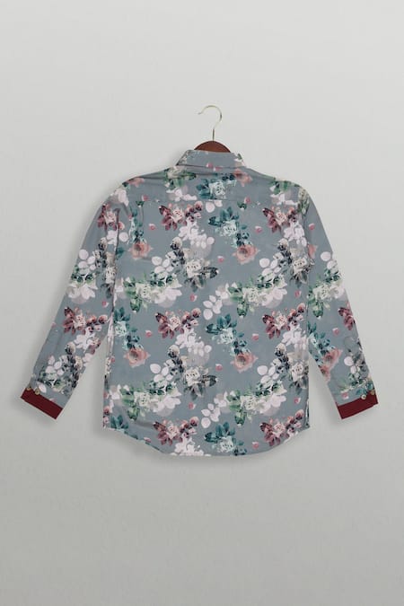 The Blue Morphology Floral Print Regular Fit Shirt 