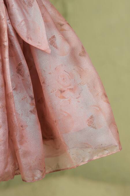 Buy_Casa Ninos_Rust Organza, Satin Bows Floral Victorian Puffy Dress 