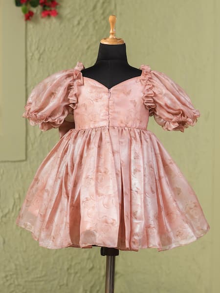 Casa Ninos Rust Floral Victorian Puffy Dress 