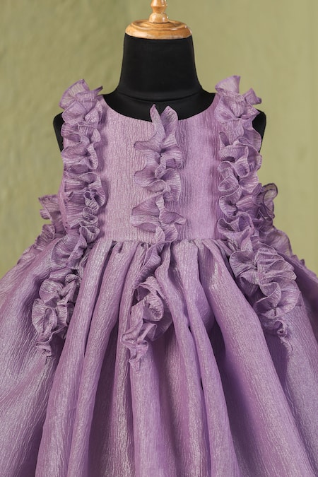 Buy_Casa Ninos_Purple Frilly Sleeveless Dress _Online_at_Aza_Fashions