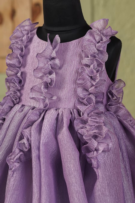 Shop_Casa Ninos_Purple Frilly Sleeveless Dress _Online_at_Aza_Fashions
