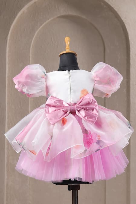 Casa Ninos Floral Pintucks Belt Dress 