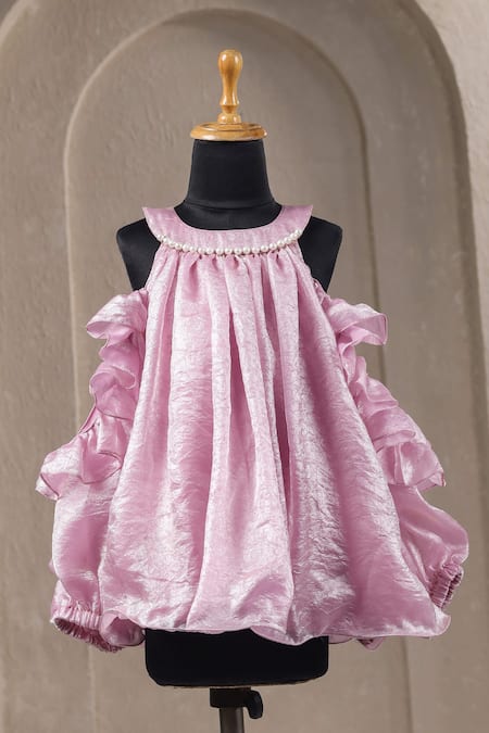 Casa Ninos Pink Cold Shoulder Dress 