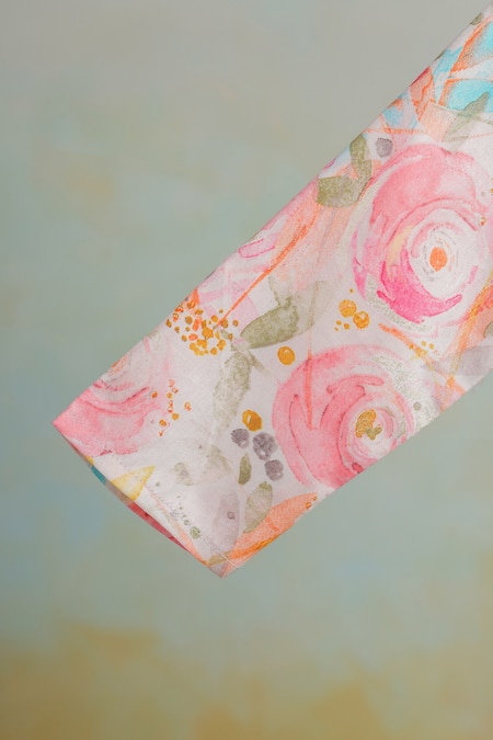 Casa Ninos_Multi Color Cotton Multicolor Floral Print Kurta Set_Online_at_Aza_Fashions