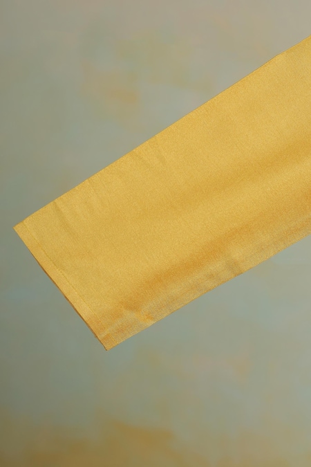 Casa Ninos_Yellow Cotton Floral Kurta Set With Jacket _Online_at_Aza_Fashions