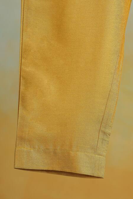 Shop_Casa Ninos_Yellow Cotton Floral Kurta Set With Jacket _Online_at_Aza_Fashions