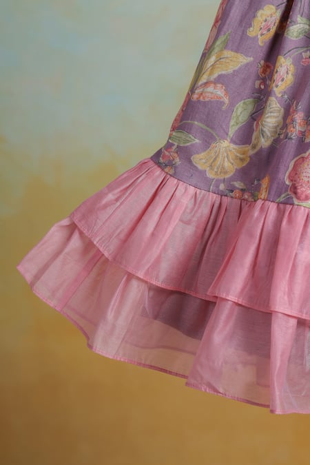 Buy_Casa Ninos_Purple Cotton Floral Lehenga Set
