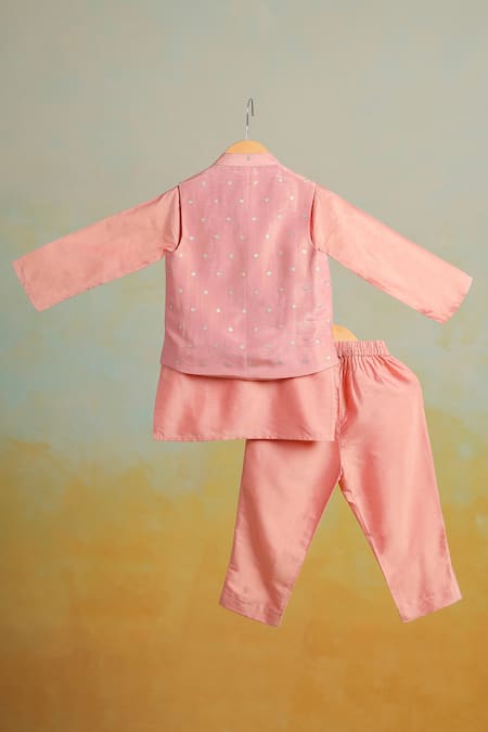 Casa Ninos Peach Polka Jacket Set 