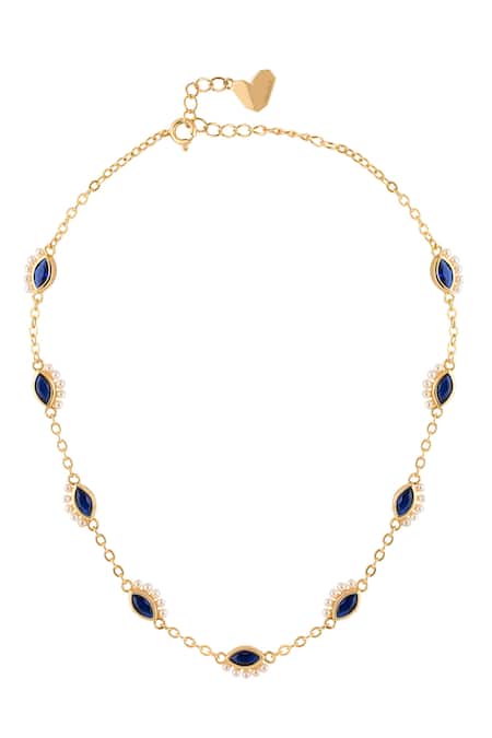 Shop Isharya Gold Plated Summer Eyes Choker Necklace at Aza Fashions Shop_Isharya_Gold Plated Summer Eyes Choker Necklace _at_Aza_Fashions