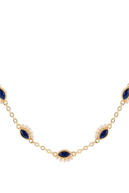 Shop Isharya Gold Plated Summer Eyes Choker Necklace Online at Aza Fashions Shop_Isharya_Gold Plated Summer Eyes Choker Necklace _Online_at_Aza_Fashions