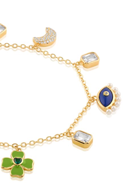 Buy_Isharya_Multi Color Lucky Charm Necklace With Enamel And Stones_Online_at_Aza_Fashions