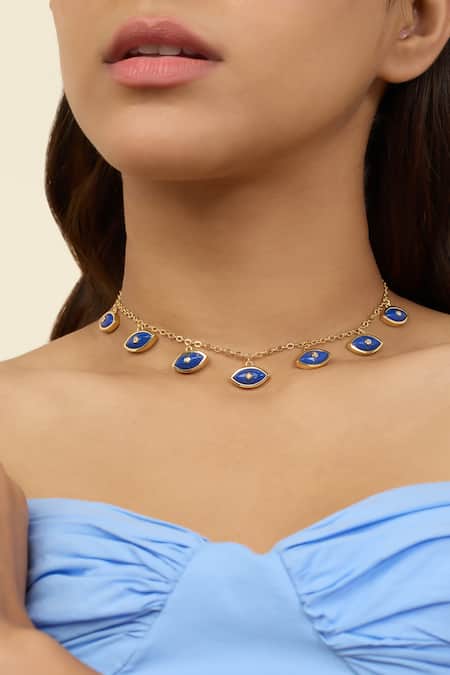 Buy_Isharya_Blue Summer Eyes Charm Necklace_Online_at_Aza_Fashions