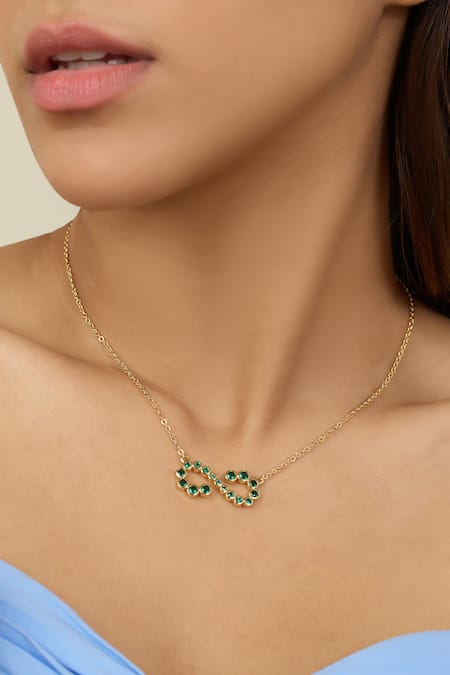 Buy_Isharya_Green Infinity Necklace _Online_at_Aza_Fashions