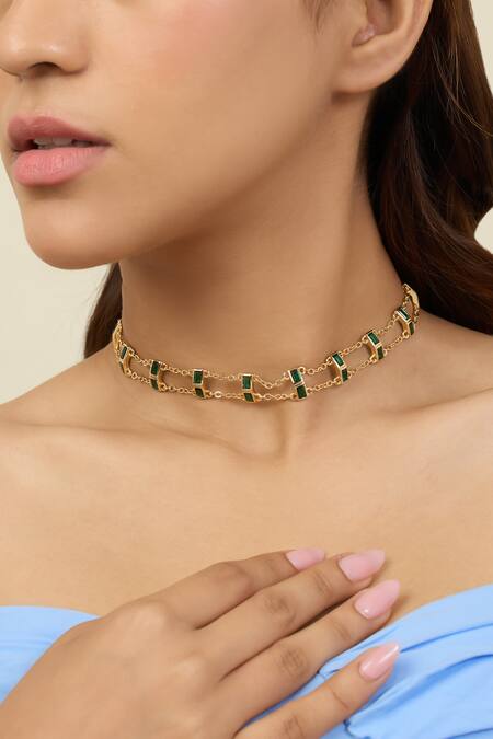 Buy_Isharya_Green Lush Dreams Choker Necklace_Online_at_Aza_Fashions
