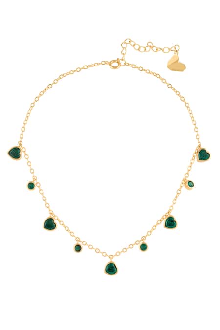 Shop Isharya Green Lush Dreams Charm Choker Necklace at Aza Fashions Shop_Isharya_Green Lush Dreams Charm Choker Necklace _at_Aza_Fashions