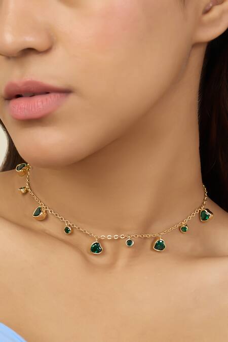 Buy Isharya Green Lush Dreams Charm Choker Necklace Online at Aza Fashions Buy_Isharya_Green Lush Dreams Charm Choker Necklace _Online_at_Aza_Fashions