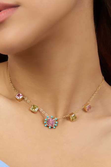 Buy_Isharya_Multi Color Neon Candy Charm Necklace_Online_at_Aza_Fashions