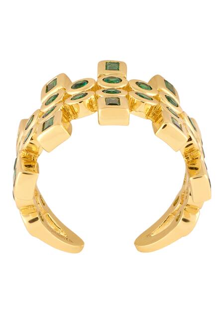 Isharya_Gold Plated Crystals Lush Dreams Statement Ring_Online_at_Aza_Fashions
