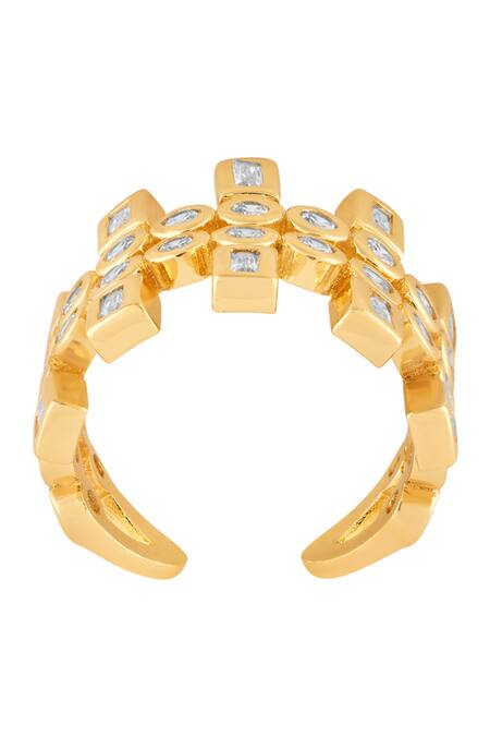 Isharya_Gold Plated Crystals Summer Statement Ring_Online_at_Aza_Fashions