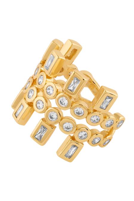 Buy_Isharya_Gold Plated Crystals Summer Statement Ring_Online_at_Aza_Fashions