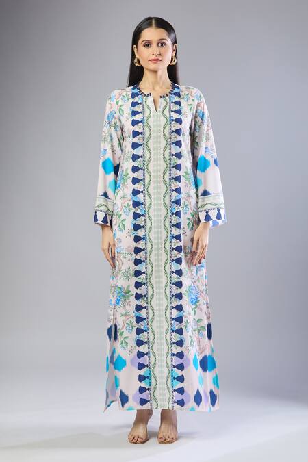 Buy_Samyukta Singhania_Blue Floral Print Maxi Dress_Online_at_Aza_Fashions