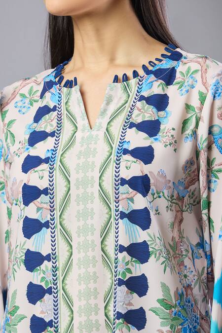 Buy_Samyukta Singhania_Blue Floral Print Maxi Dress