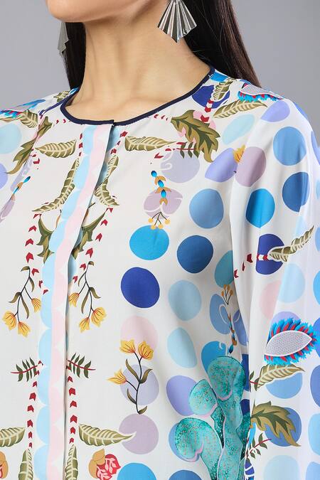 Shop_Naintara Bajaj_White Round Neck Floral Print Pant Set _Online_at_Aza_Fashions