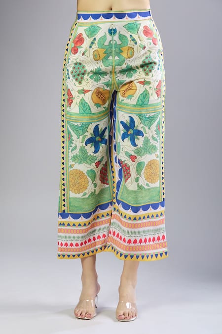 Buy Naintara Bajaj Green Mandarin Collar Printed Kurta Set With Pants Buy_Naintara Bajaj_Green Mandarin Collar Printed Kurta Set With Pants