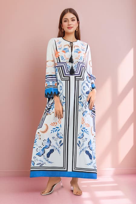 Samyukta Singhania Printed Blue Maxi Dress 