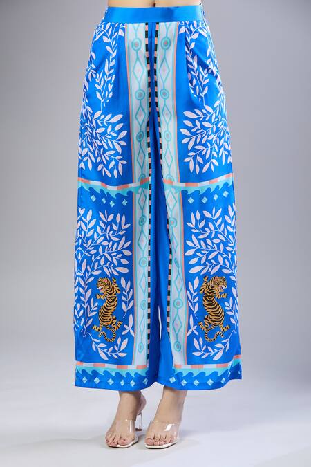 Naintara Bajaj Blue Embroidery Round Neck Abstract Printed Royal Kurta Set Online at Aza Fashions Naintara Bajaj_Blue Embroidery Round Neck Abstract Printed Royal Kurta Set _Online_at_Aza_Fashions