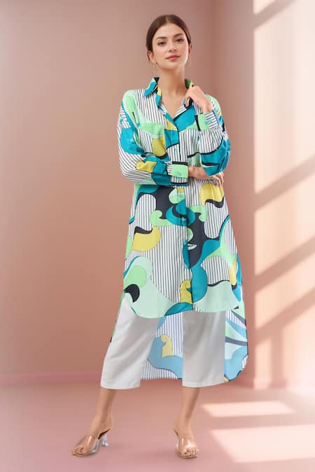 Samyukta Singhania Green Abstract Print Midi Dress 