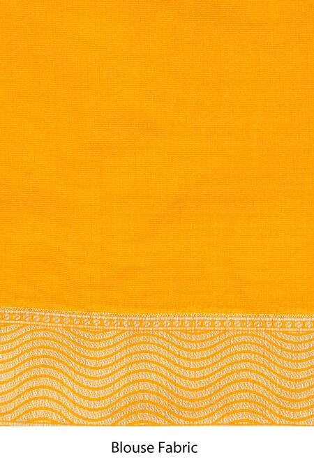 Buy_Zal From Benaras_Yellow Silk Zari Round Neck Banarasi Saree Set _Online_at_Aza_Fashions