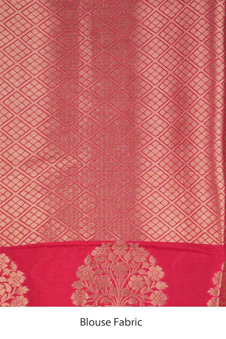 Zal From Benaras_Pink Silk Zari Hot Pure Banarasi Handloom Saree Set _at_Aza_Fashions