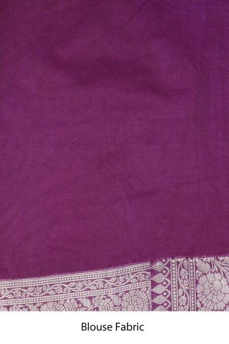 Zal From Benaras_Purple Silk Embroidery, Zari Pure Banarasi Handloom Saree Set _at_Aza_Fashions