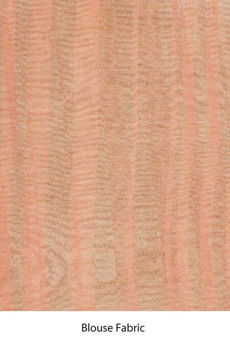 Shop_Zal From Benaras_Peach Tissue, Silk Copper Lining Banarasi Saree Set _Online_at_Aza_Fashions