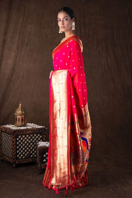 Buy Zal From Benaras Pink Tissue, Silk Embroidery, Zari Pure Banarasi Handloom Saree Set Online at Aza Fashions Buy_Zal From Benaras_Pink Tissue, Silk Embroidery, Zari Pure Banarasi Handloom Saree Set _Online_at_Aza_Fashions