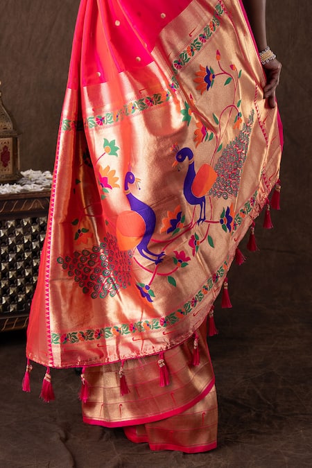 Zal From Benaras Pink Tissue, Silk Embroidery, Zari Pure Banarasi Handloom Saree Set at Aza Fashions Zal From Benaras_Pink Tissue, Silk Embroidery, Zari Pure Banarasi Handloom Saree Set _at_Aza_Fashions