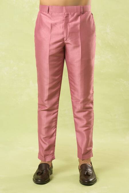 Shop_Arihant Rai Sinha_Pink Jacquard, , Satin Embroidery Woven Acanthus Bloom Bundi Kurta Set_Online_at_Aza_Fashions