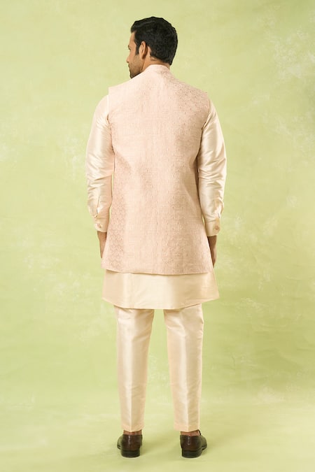 Arihant Rai Sinha Woven Acanthus Blossom Bundi Kurta Set 