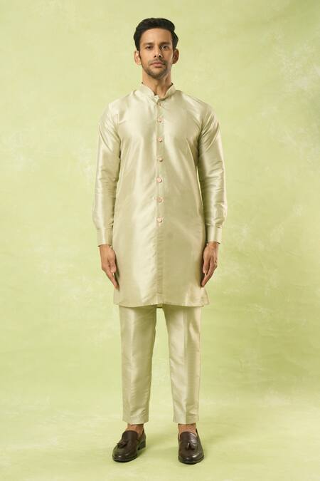 Buy Arihant Rai Sinha Green Jacquard, , Satin Acanthus Woven Bundi Kurta Set Online at Aza Fashions Buy_Arihant Rai Sinha_Green Jacquard, , Satin Acanthus Woven Bundi Kurta Set_Online_at_Aza_Fashions