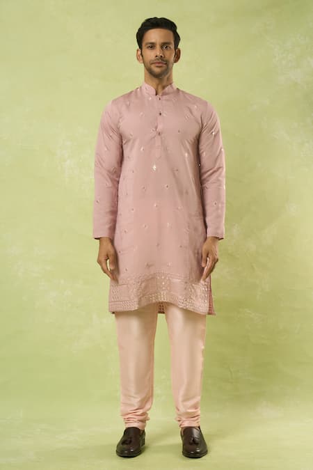 Buy_Arihant Rai Sinha_Pink Viscose Sequins, Mirrors, Embroidery Bundi Kurta Set