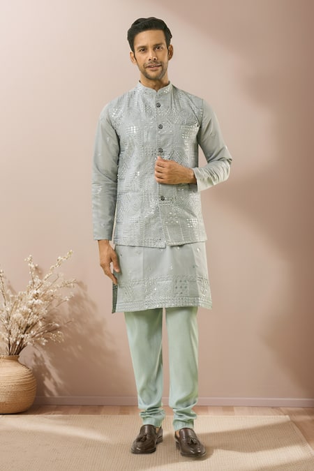 Arihant Rai Sinha Sequin Mirror Embroidered Bundi Kurta Set 