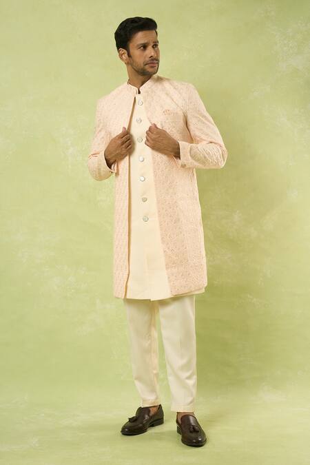Buy Arihant Rai Sinha Peach Sequins, Embroidery Sherwani Set Buy_Arihant Rai Sinha_Peach Sequins, Embroidery Sherwani Set