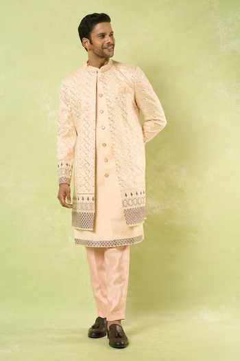Buy Arihant Rai Sinha Cream Sequins, Embroidery Sherwani Set Online at Aza Fashions Buy_Arihant Rai Sinha_Cream Sequins, Embroidery Sherwani Set _Online_at_Aza_Fashions