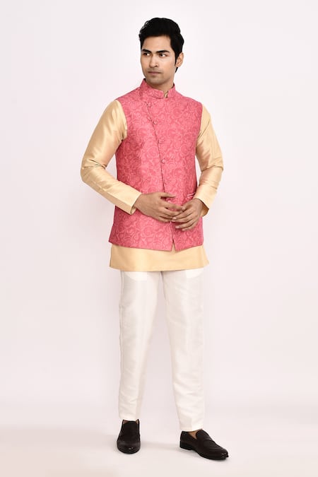Arihant Rai Sinha_Pink Silk Embroidery Nehru Jacket _Online_at_Aza_Fashions