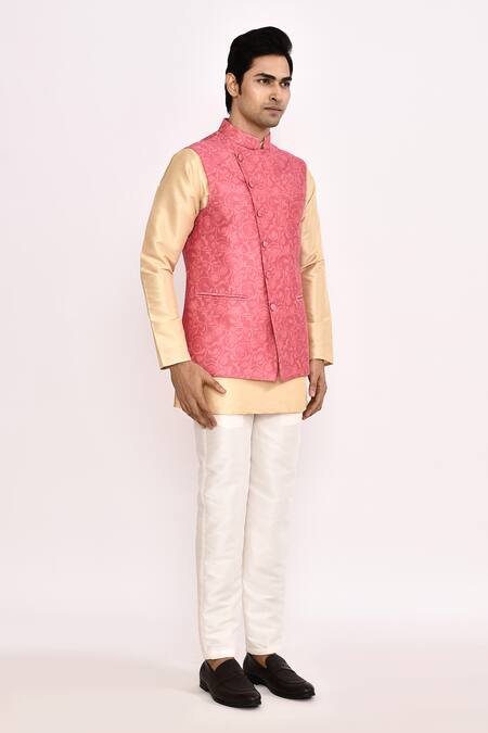 Arihant Rai Sinha_Pink Silk Embroidery Nehru Jacket _at_Aza_Fashions