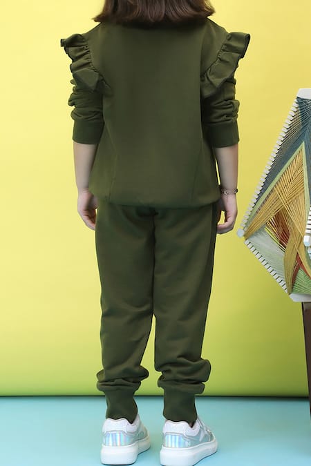 Petite Pomme Bow Detailed Frilled Top & Jogger Set 